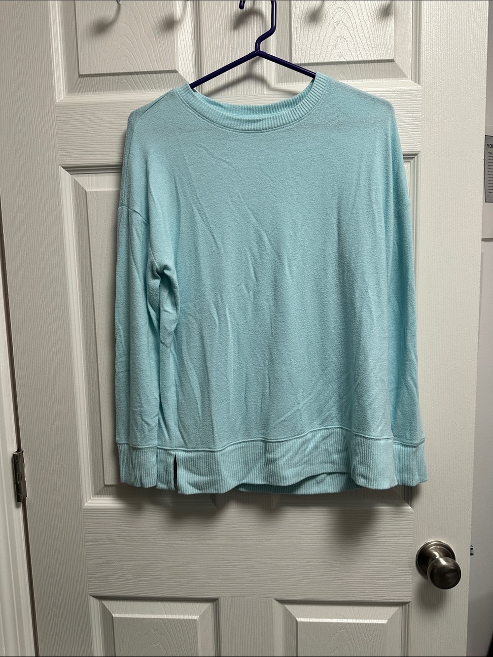 Time and Tru Light Aqua Crewneck Sweater